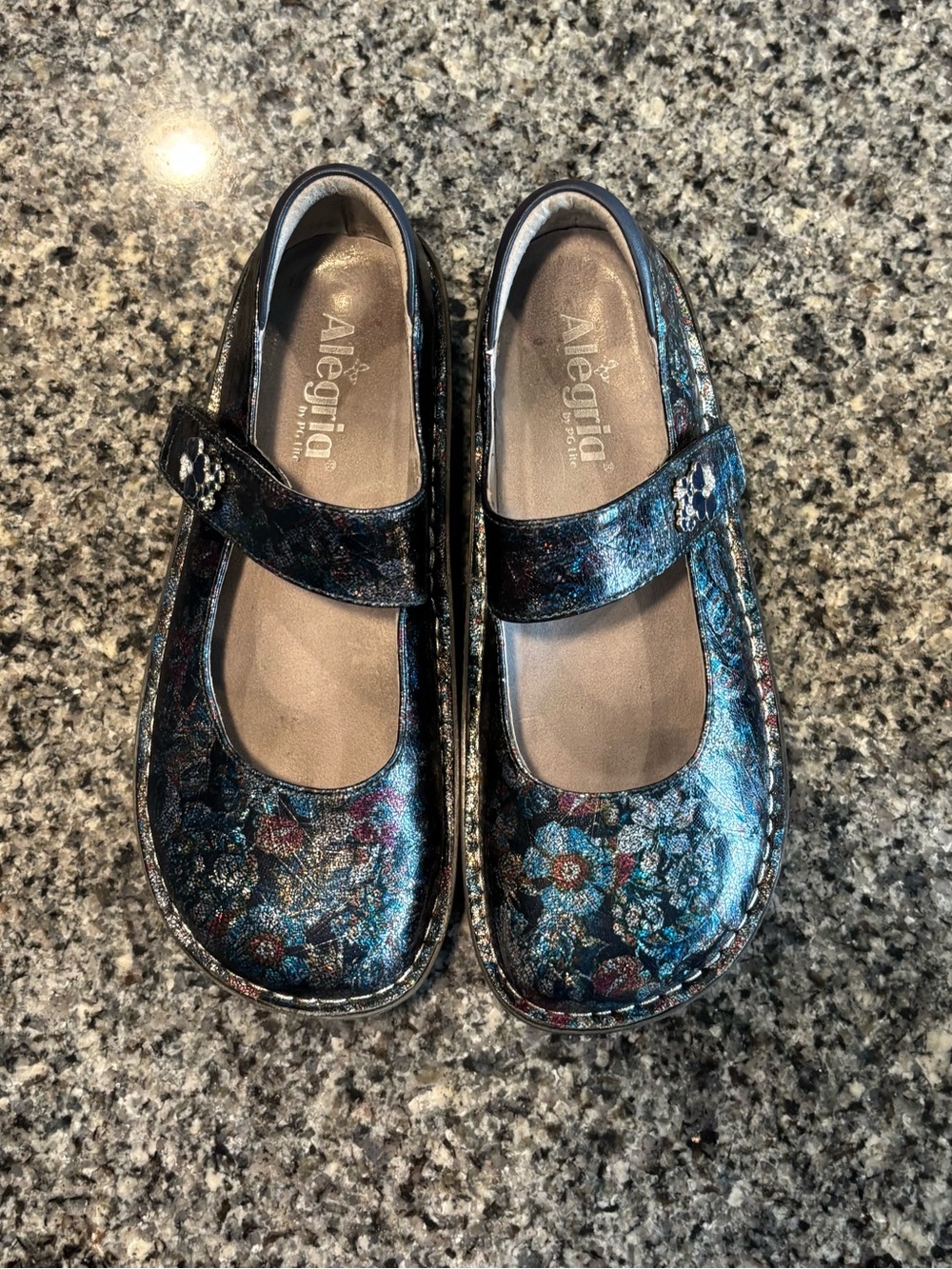 Alegria Paloma Floral Iridescent Black Mary Jane Shoes - Picture 5 of 5